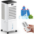 Mobiles Klimagerät, 10 L, 60 W, Weiß, Mobile Klimaanlage ohne Abluftschlauch, Luftkühler, 4-in-1 Verdunstungskühler mit 12H Timer