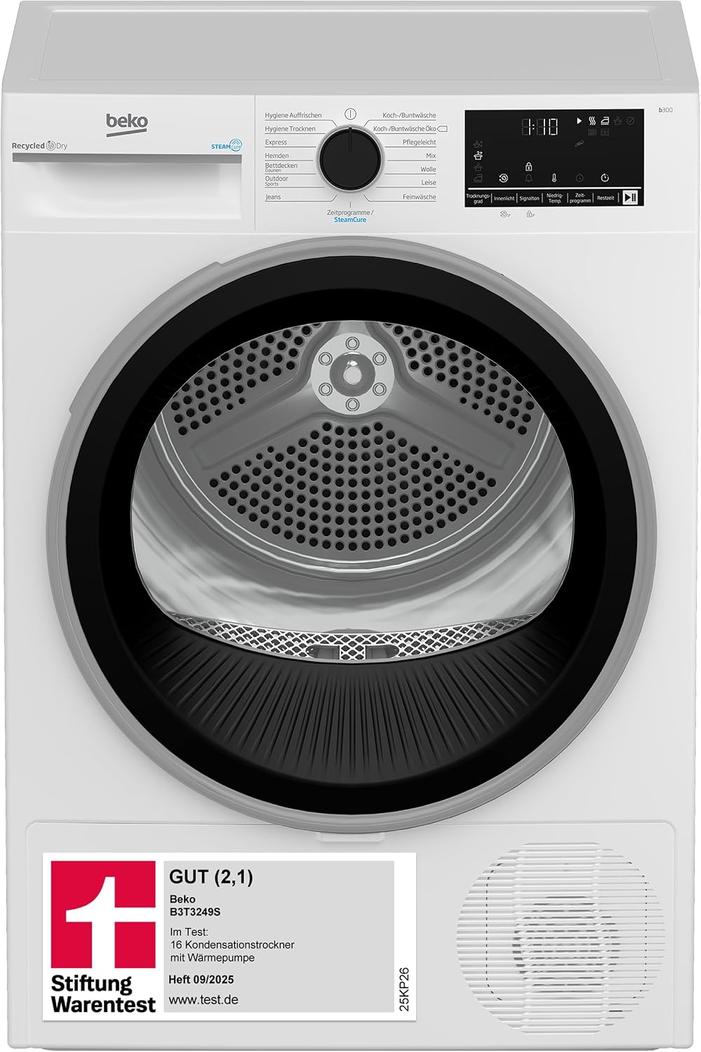 Beko Wäschetrockner, 9 kg, Weiß, B3T3249S Wärmepumpentrockner, allergikergeeignet, Hygiene Trocknen & Hygiene Auffrischen