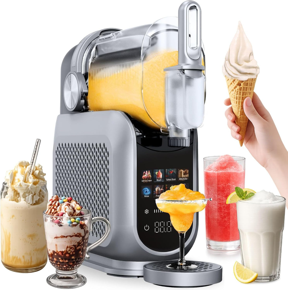 4Swiss Eismaschine, Schwarz, Selbstkühlend Eis Maschine Speiseeisbereiter Speise