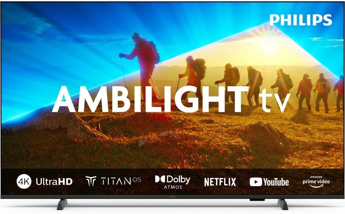 Philips Fernseher, 43 Zoll, 108 cm, Schwarz, Smart TV, 43PUS8009 4K Ambilight Smart TV