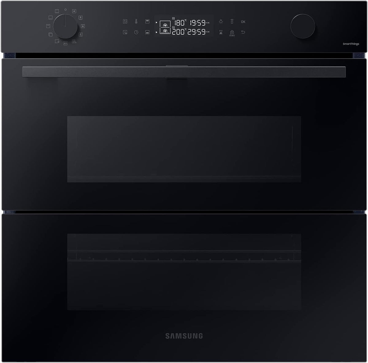Samsung Backofen, Schwarz/Silber, NV7B45502AK/U1 Einbau, 76 ℓ, Dual Cook Flex, Pyrolytische Selbstreinigung, SmartThings Cooking