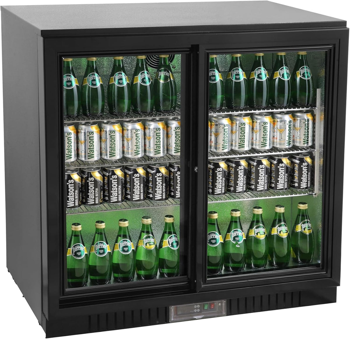 METRO Kühlschrank, 198 L, Schwarz, Professional Bar GBC3102, Aluminium/Glas, Luftkühlung, mit Schloss, 2-türig