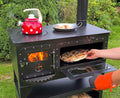 Garten Backofen, Schwarz/Silber, ELISE XL mit Kochstelle
