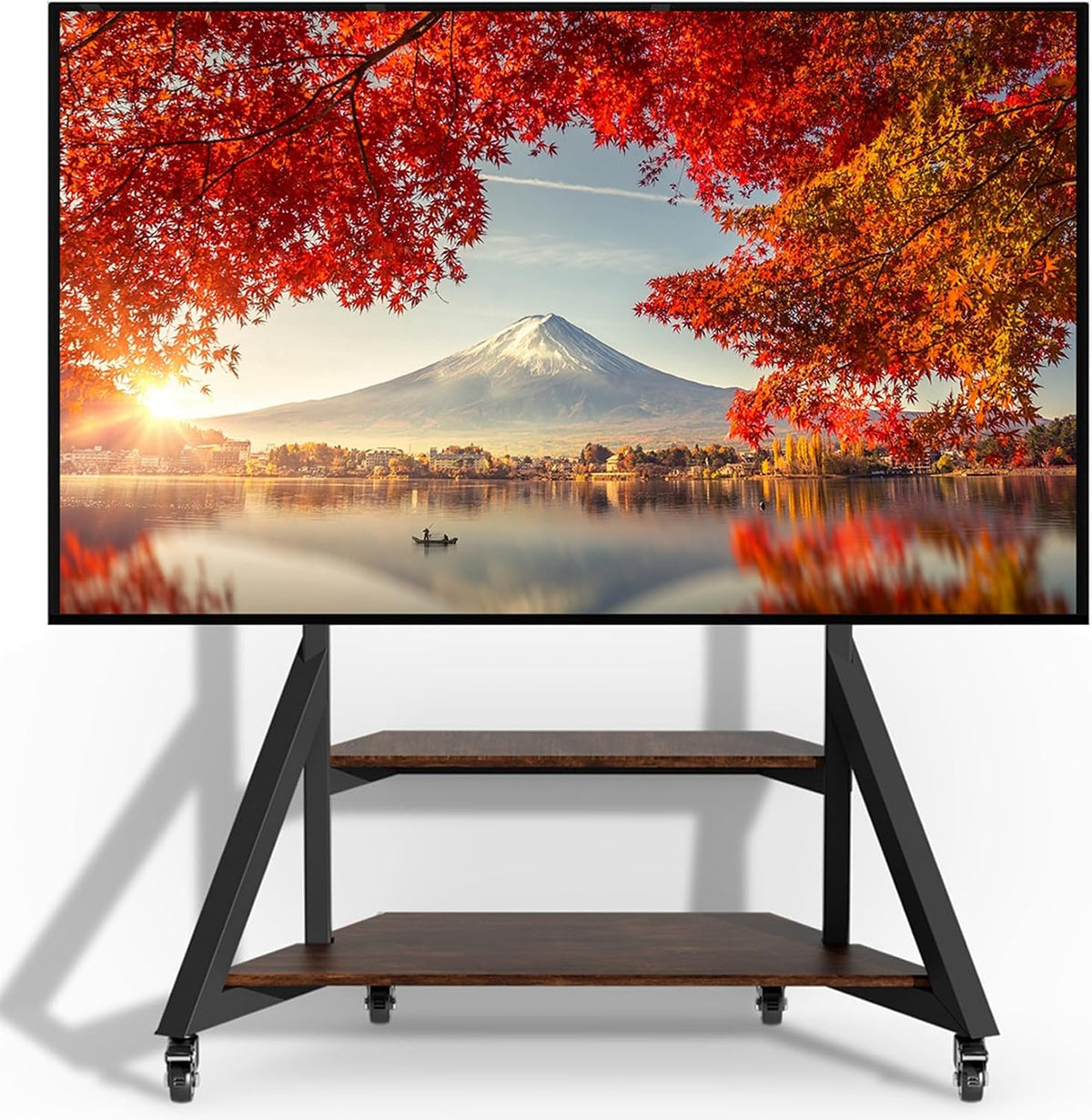 Fernseher, 100 kg, Schwarz, unho TV Ständer Höhenverstellbar, TV Standfuss Universal Fernsehstand mit AV-Ablagen für 65'