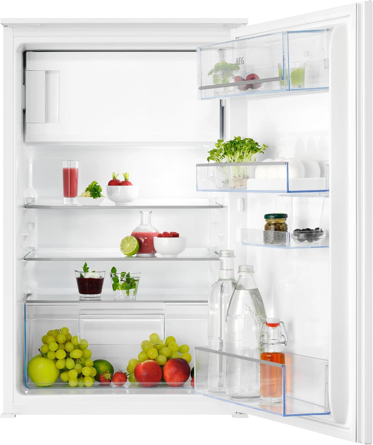 AEG 933 031 101 Kühlschrank, 933 031 101, 88 cm, 110 L, 14 L, Weiß, Einbau- mit 4-Sterne-Gefrierfach, großer Kühl- & Gefrierraum