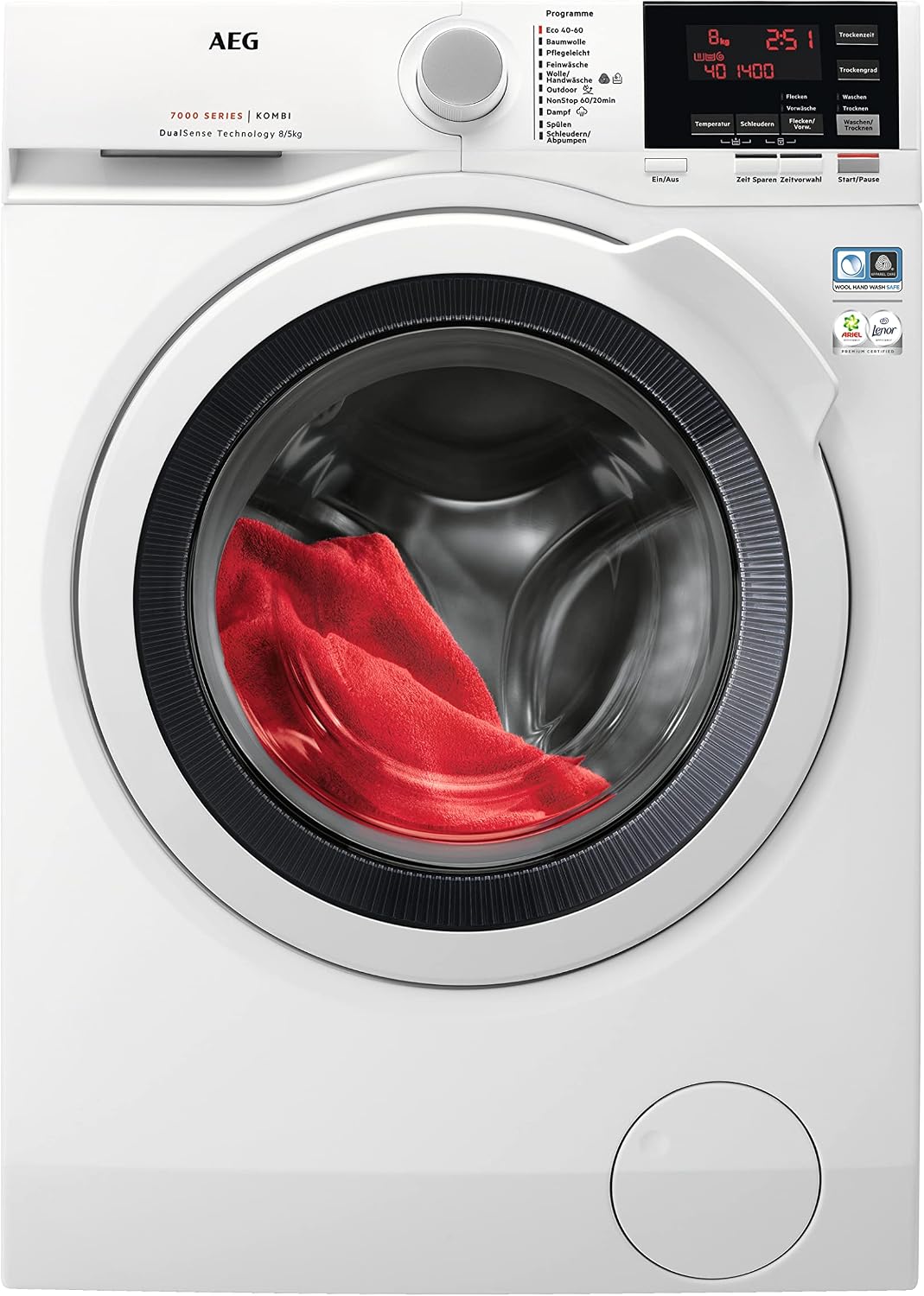 AEG Waschtrockner, 8 kg, 5 kg, Weiß, DualSense - schonende Pflege, Waschen, Trocknen, energiesparend, Mengenautomatik