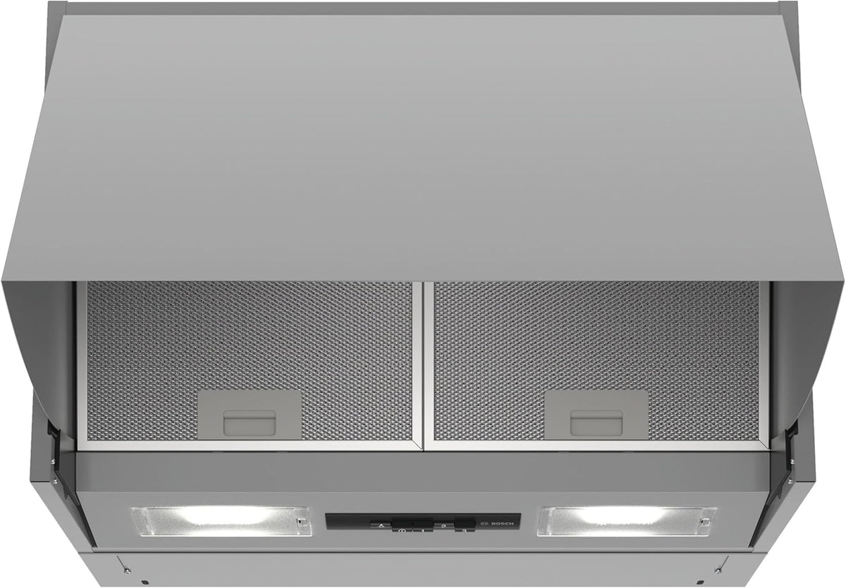 Bosch Dunstabzugshaube, 60 cm, Schwarz, DEM63AC00, Serie 2, Zwischenbauhaube, Um- und Abluft, LED-Beleuchtung gleichmäßige Ausleuchtung