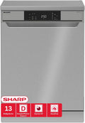 SHARP Geschirrspüler, 60 cm, Silber, QW-NA1CF47DS-DE freistehend , (13 Gedecke, EEK D), (4 Programme, AquaStop)