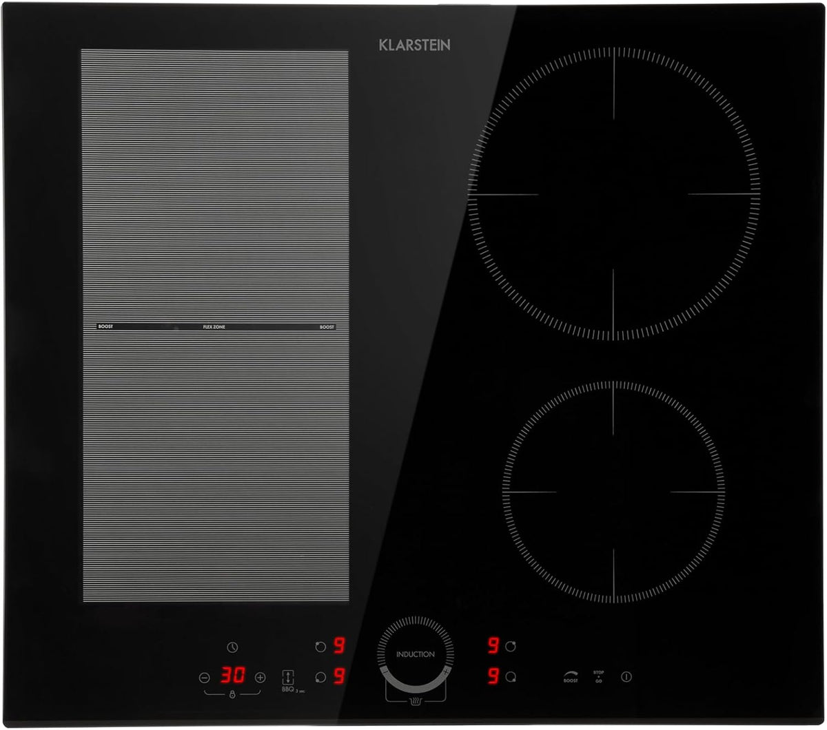 Klarstein Kochfeld, Schwarz, Induktions, Glaskeramik mit 4 Platten, Einbau-Induktions mit Touch-Display, Digitalanzeige und Timer-Funktion