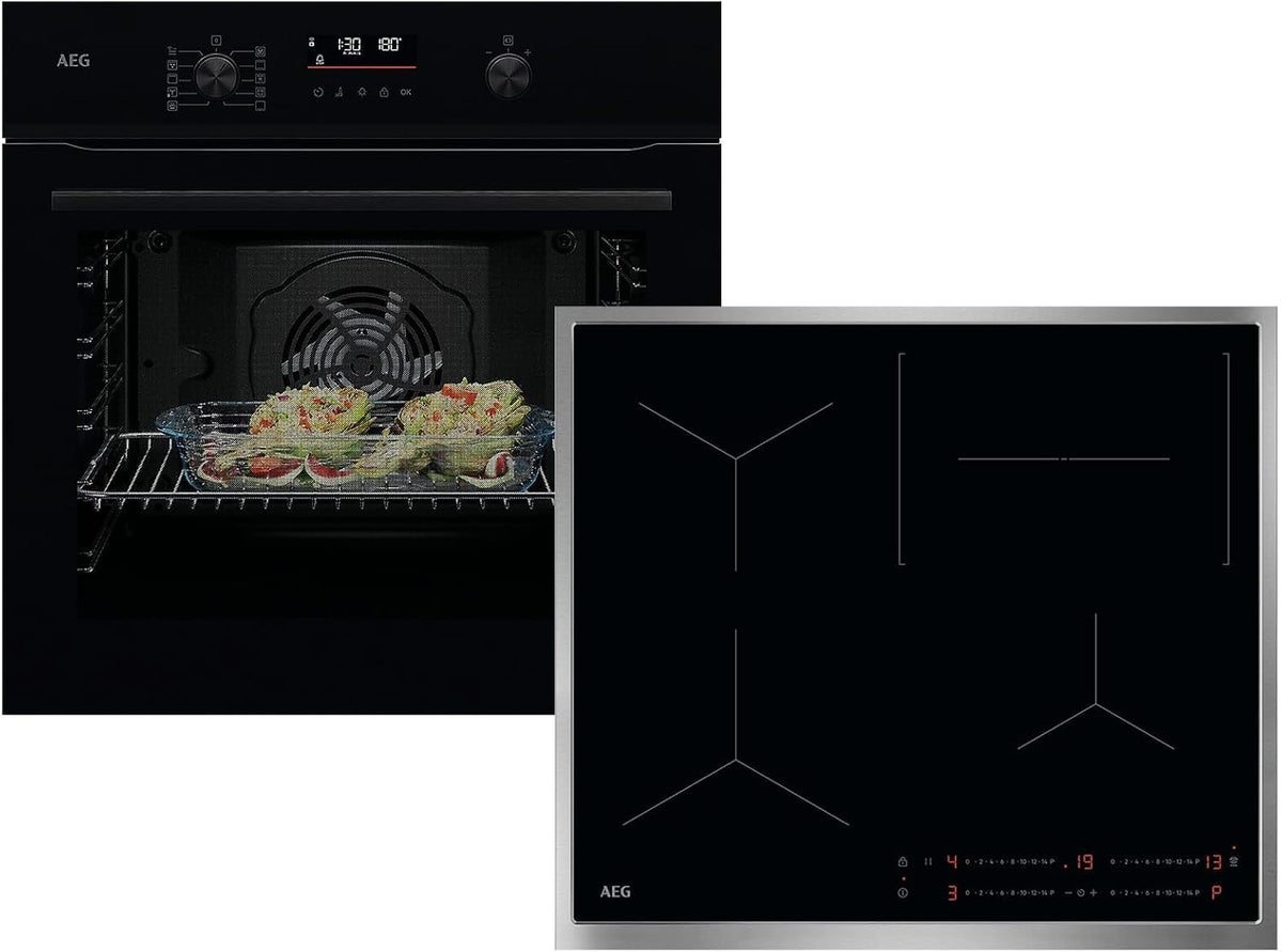 AEG Backofen, Schwarz, Set BP3100B + Induktionskochfeld OIO64C00XB