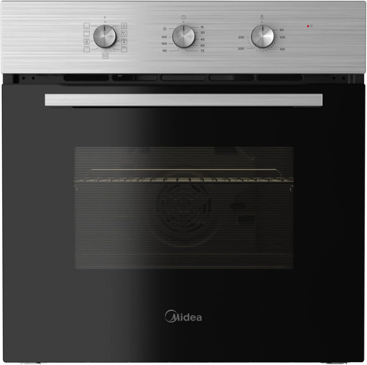 Midea Backofen, 3000 W, 70 L, Silber, 65M80M1IX Einbau, Fassungsvermögen, Edelstahl, 9 Funktionen, Doppelgrill, Umluft