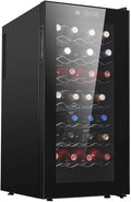 Weinkühlschrank, Schwarz, mit Zwei Zonen, für 32 Flaschen, freistehend mit doppelschichtiger Smart-Touch-Tür