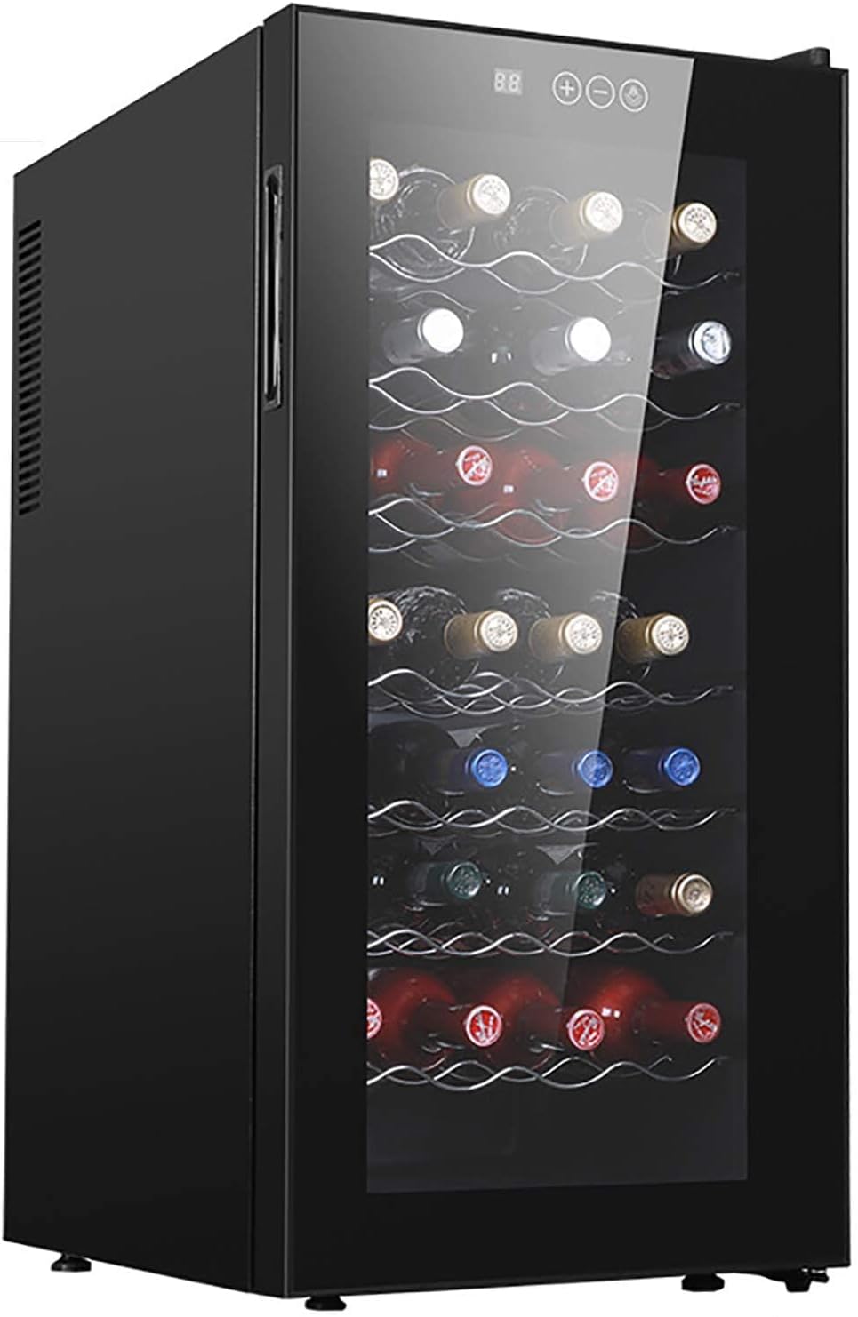 Weinkühlschrank, Schwarz, mit Zwei Zonen, für 32 Flaschen, freistehend mit doppelschichtiger Smart-Touch-Tür