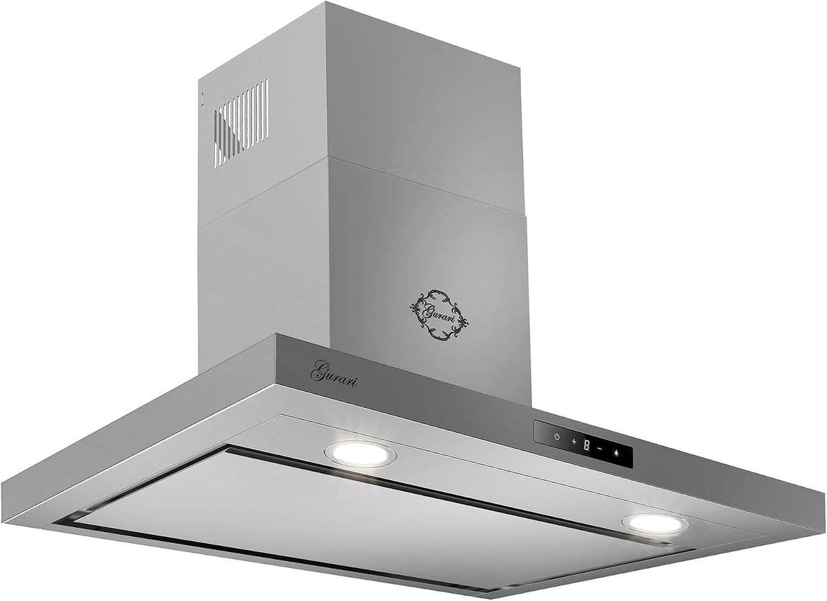 GURARI Dunstabzugshaube, 90 cm, Silber, Wandhaube CH 5001+ Umluft, Edelstahl