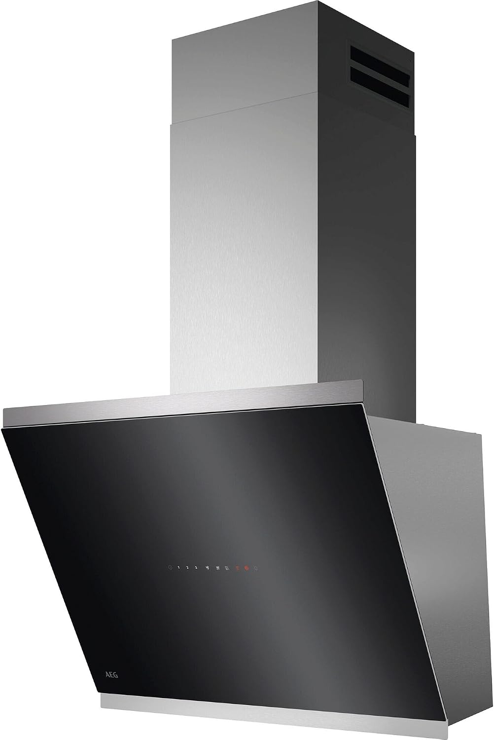 AEG Dunstabzugshaube, 760 m, 67 dB, 60 cm, Silber, Serie 7000 mit SilenceTech, kopffreie Wandhaube mit Glas, Ab- und Umluft
