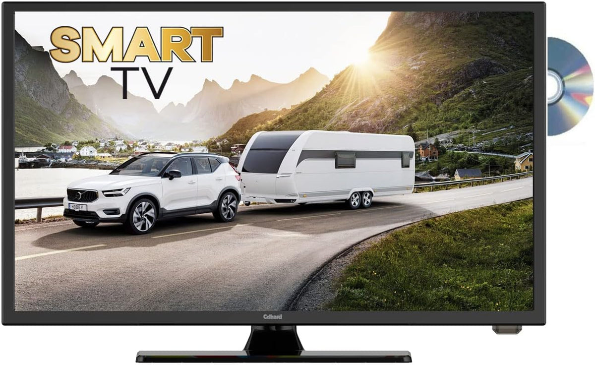 GTV1956 Fernseher, 12 V, Schwarz, Smart TV, LED Smart TV mit DVD und Bluetooth DVB-S2/C/T2 für u