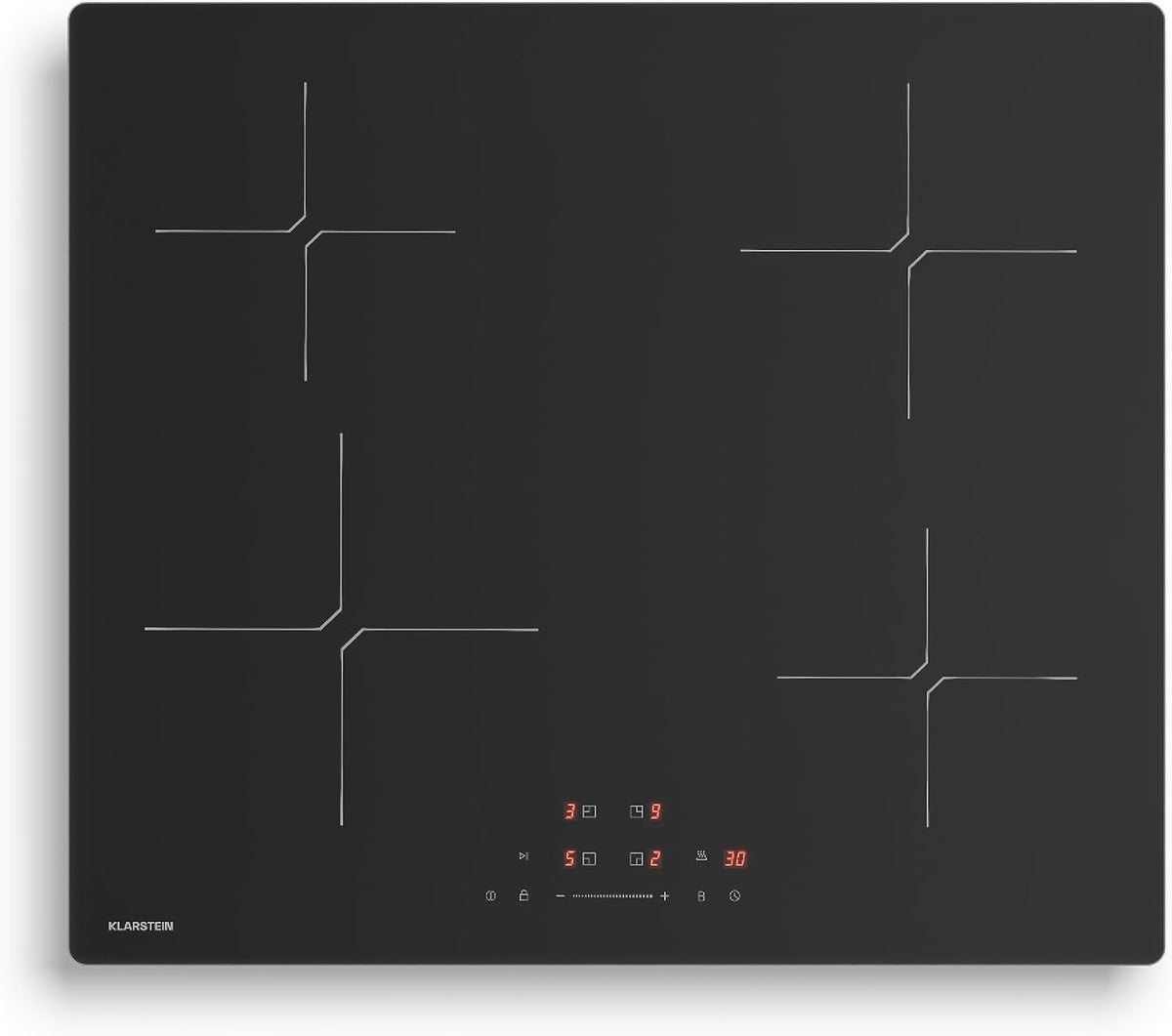 Klarstein Kochfeld, 7400 W, 60 cm, Schwarz, PowerGlide Induktions - 4-Zonen Induktion, Boost, Touch-Schieberegler
