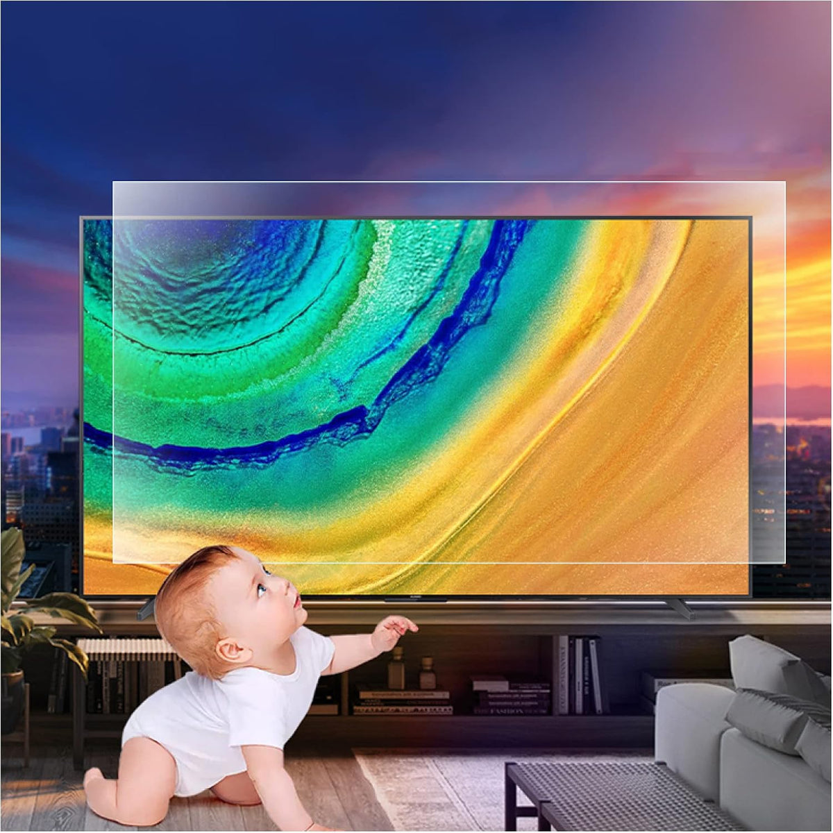 Blue Fernseher, 75 Zoll, Blau, Light Blocking Screen Protector, Anti-UV Eye Protection Filter, 32- Matte Anti Glare TV Display Protect Film