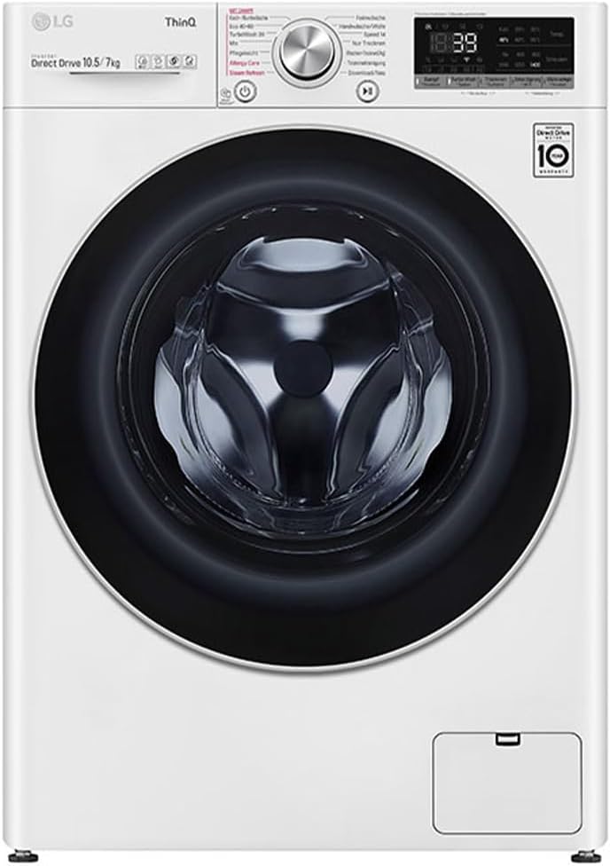 LG Waschtrockner, 62 x 60 x 85 cm, 7 kg, Weiß, V7WD107H2E, Klasse E, Frontlader- 10, 1400 U/min, AI Direct Drive
