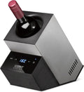 Caso Weinkühlschrank, 90 mm, Silber, WineCase Deluxe Inox, Weintemperierer, Weinkühler mit Akku für 1 Flasche (bis Ø)