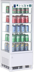 Wohnzimmerschrank METRO, 42.8 x 38.6 x 111 cm, 98 L, Weiß, Professional Panorama Kühlvitrine GGC2098, 4 verstellbare Einlegeböden