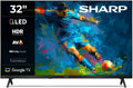 SHARP Fernseher, Schwarz, 32HF3365E, Google TV, 32' HD, Rahmenlos, 60 Hz, QLED, Google Assistant mit Mikrofon, Audio 2x8 W