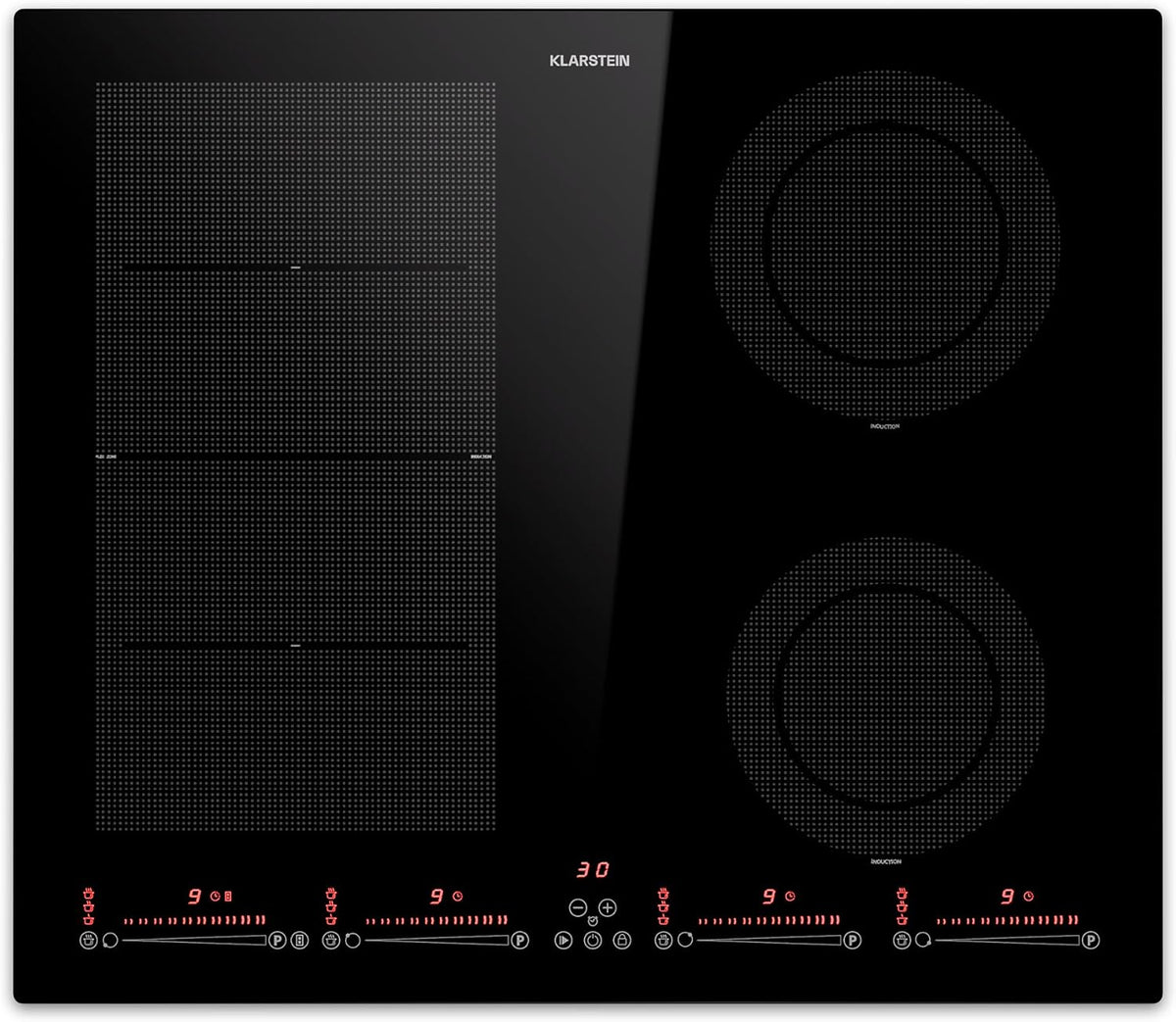 Klarstein Kochfeld, 7200 W, 60 cm, Schwarz, Induktions 4 Platten, Glaskeramik-Induktions mit 4 er, Herd mit Touch-Control & Überhitzungsschutz