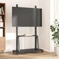 Fernseher, 70 Zoll, Pulverbeschichteter Stahl, Schwarz, TV-Ständer mit Rädern für 32-, 5-stufiger Höhenverstellung