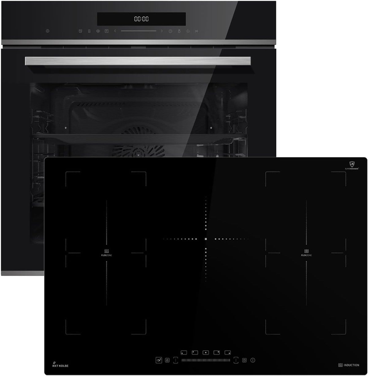 Autarkes Backofen, 60 cm, 77 cm, Schwarz, Herdset: Einbau EB8019EDP + Induktionskochfeld IH87705FZ