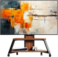 Fernseher, 86 Zoll, Kaltgewalzter Stahl, MDF, Schwarz, TV-Ständer, höhenverstellbarer, rollbarer TV-Ständer für von 50 bis