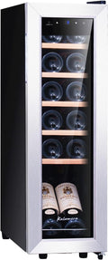 Kalamera Weinkühlschrank, 35 Liter, Schwarz, 12 Flaschen Weinklimaschrank klein mit Kompressor, 5-18°C, KRC-35FCSS