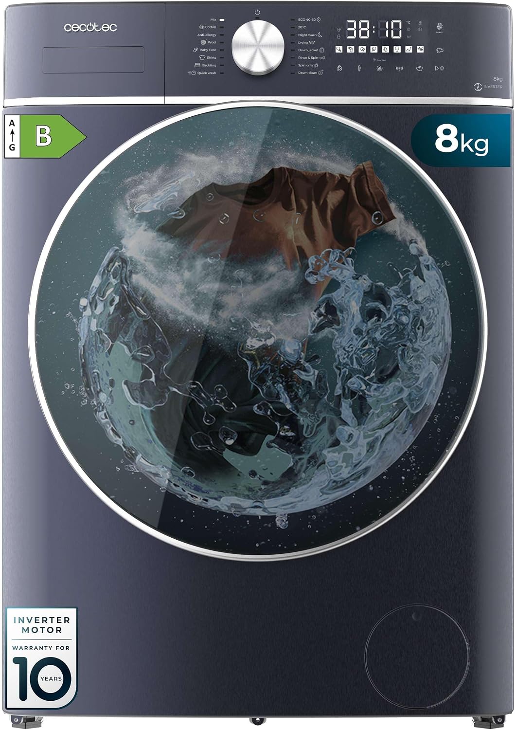 Cecotec Waschtrockner, 5 kg, Weiß, 8- Bolero Wash&Dry 8580 Inverter Titanium