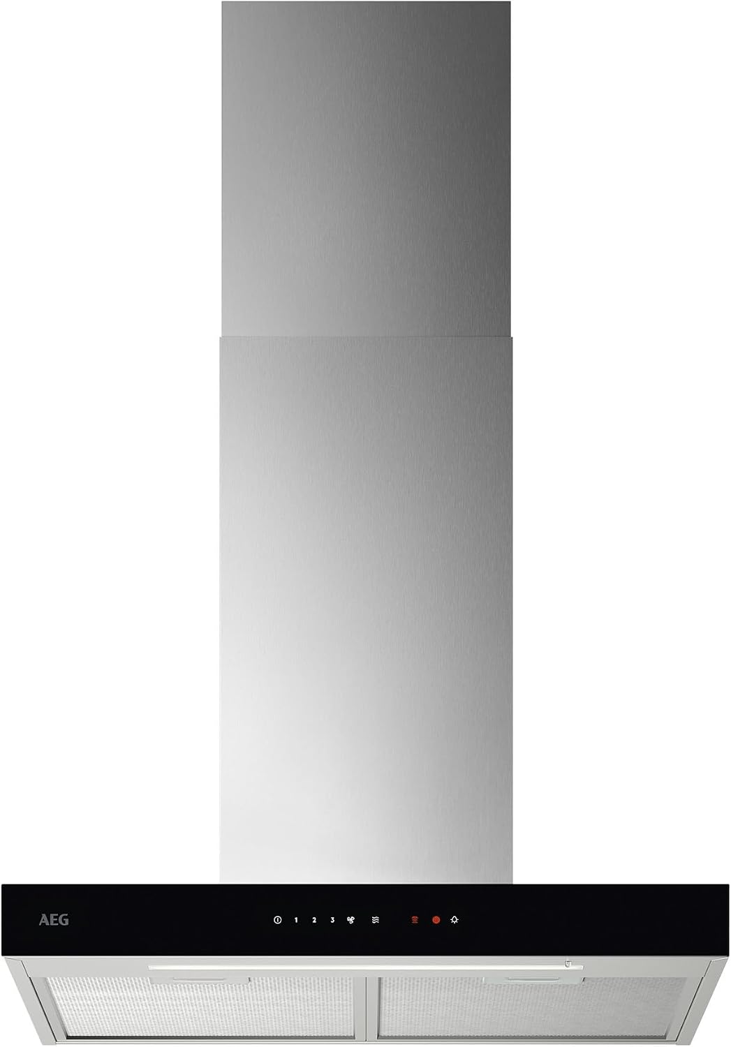 AEG Dunstabzugshaube, 730 m, 74 dB, 60 cm, Silber, Serie 6000 mit Lüften-Funktion, Kaminhaube mit Glas, Ab- und Umluft