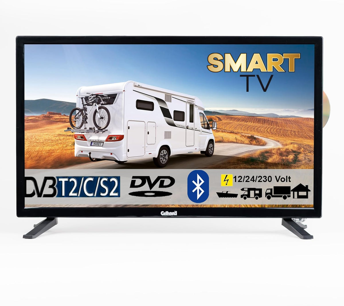 GTV2756 Fernseher, 12 V, Schwarz, Smart TV, LED Smart TV mit DVD und Bluetooth DVB-S2/C/T2 für u