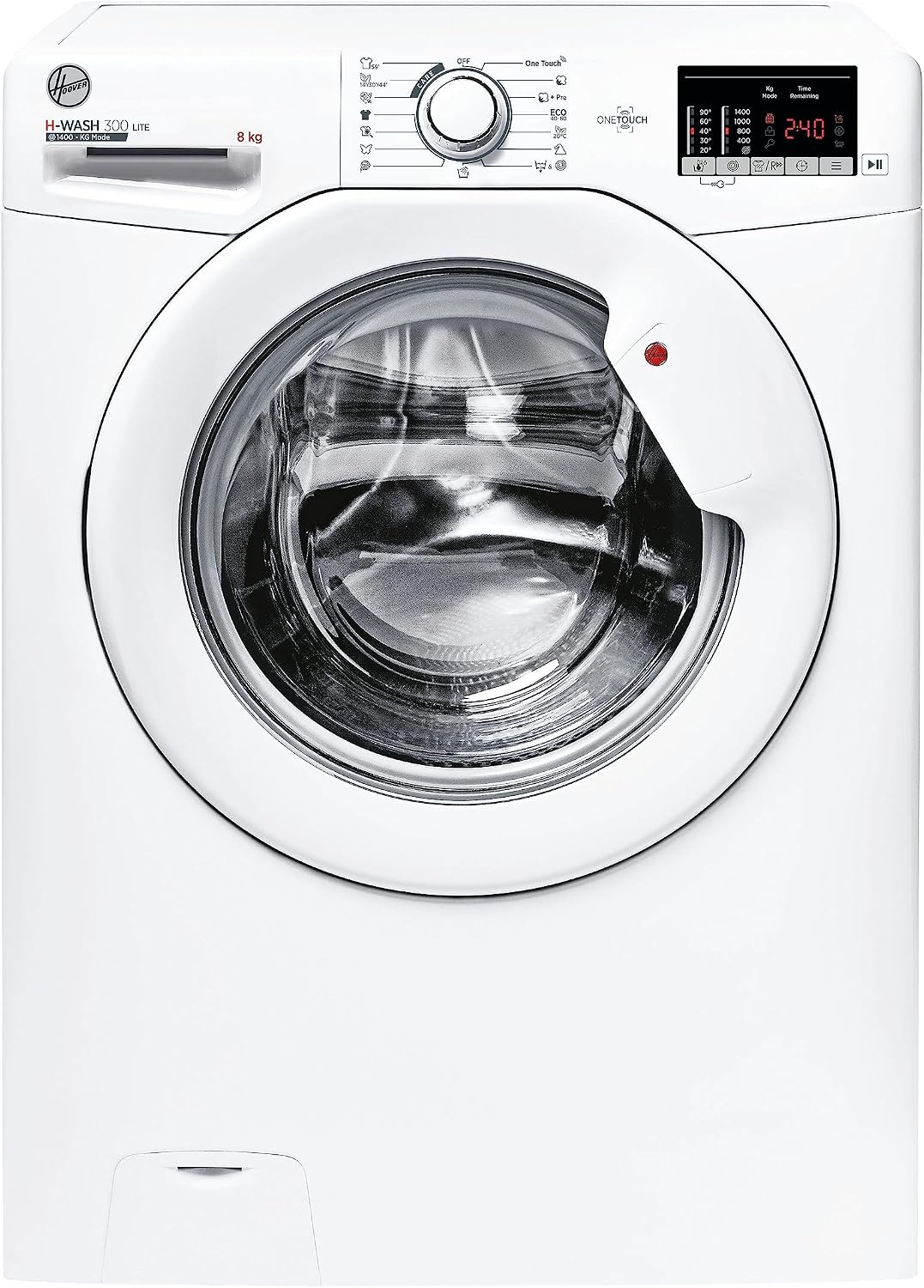 Hoover Waschmaschine, 8 kg, Weiß, Frontlader H-WASH 300 Lite H3 W 482DA3/1-S