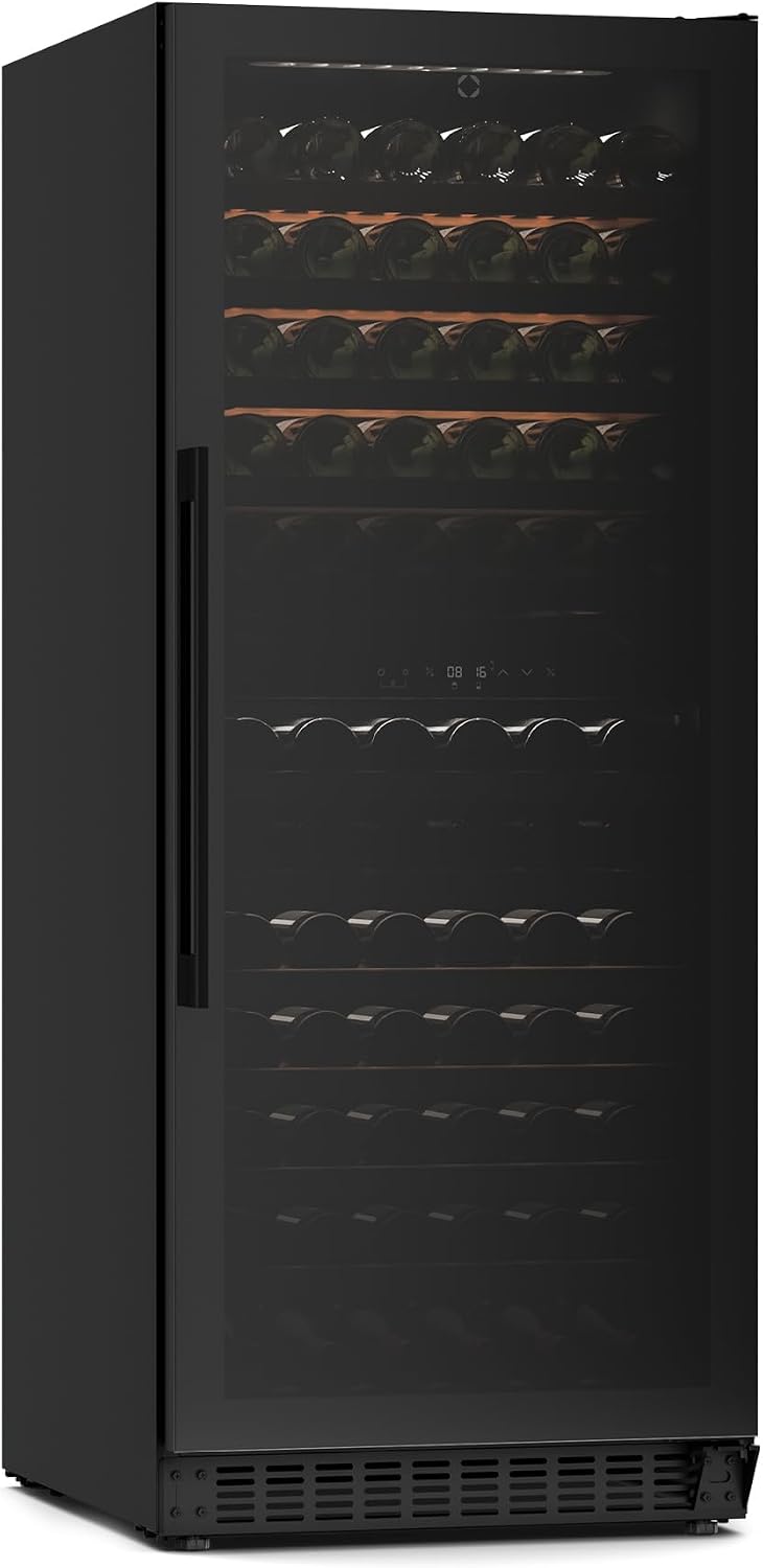 Klarstein Weinkühlschrank, Schwarz, Velaire 2 Zonen - 122 Flaschen, 5-22°C, Touch, UV-Schutz, Einbau & Freistehend