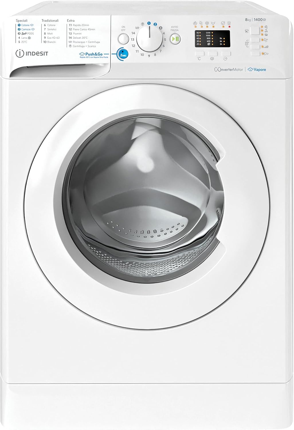 Indesit Waschmaschine, 59,5 x 63 x 84,5 cm, 8 kg, Weiß, BWA 81496X WV IT, Frontlader, freistehend, 1400 U/min, Klasse A