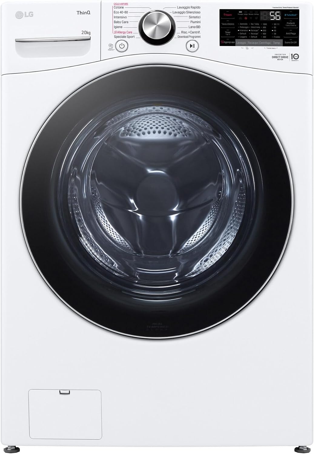LG Waschmaschine, 20 kg, Weiß, AI DD F0P3020TSWC, Frontlader, Kapazität XL Serie P3, Klasse B, 1000 Umdrehungen