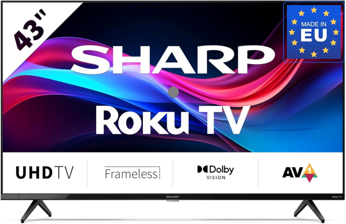 SHARP Fernseher, 43 Zoll, 108 cm, Schwarz, Smart TV, 43GJ4225E - 4K Ultra HD Roku TV - Gaming & Streaming, HDMI 2.1