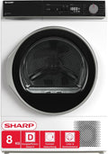 SHARP Wärmepumpentrockner, 8 kg, Weiß, KD-NHA8S6GW1D-DE (, EEK D), (15 Trockenprogramme, 20 Min. Kurzprogramm, Edelstahltrommel mit LED-Beleuchtung)