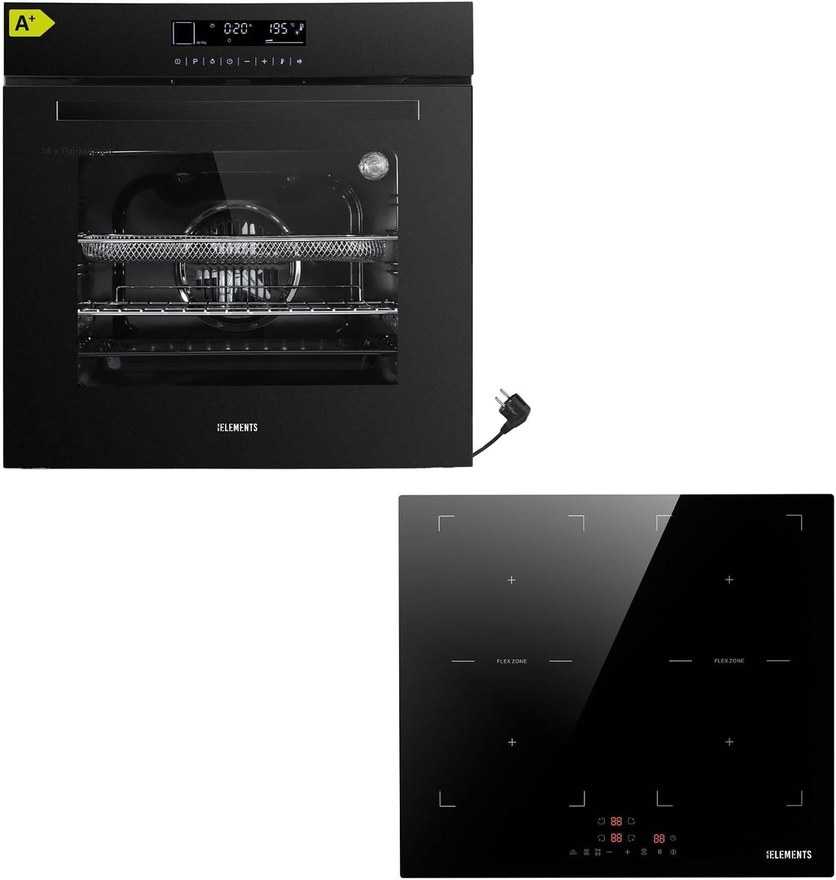 Autarkes Backofen, 73Liter (Nutzvolumen: 65Liter), 3000Watt, 60 cm, 59 cm, Kristallglas, Schwarz