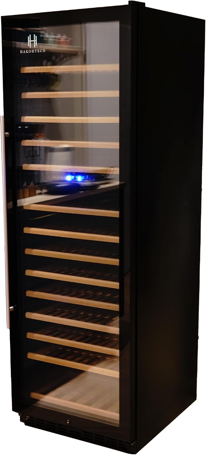Weinkühlschrank, Schwarz, 2 Zonen HAKOH XL-S Flaschenkühlschrank 160-165 Weinflaschen