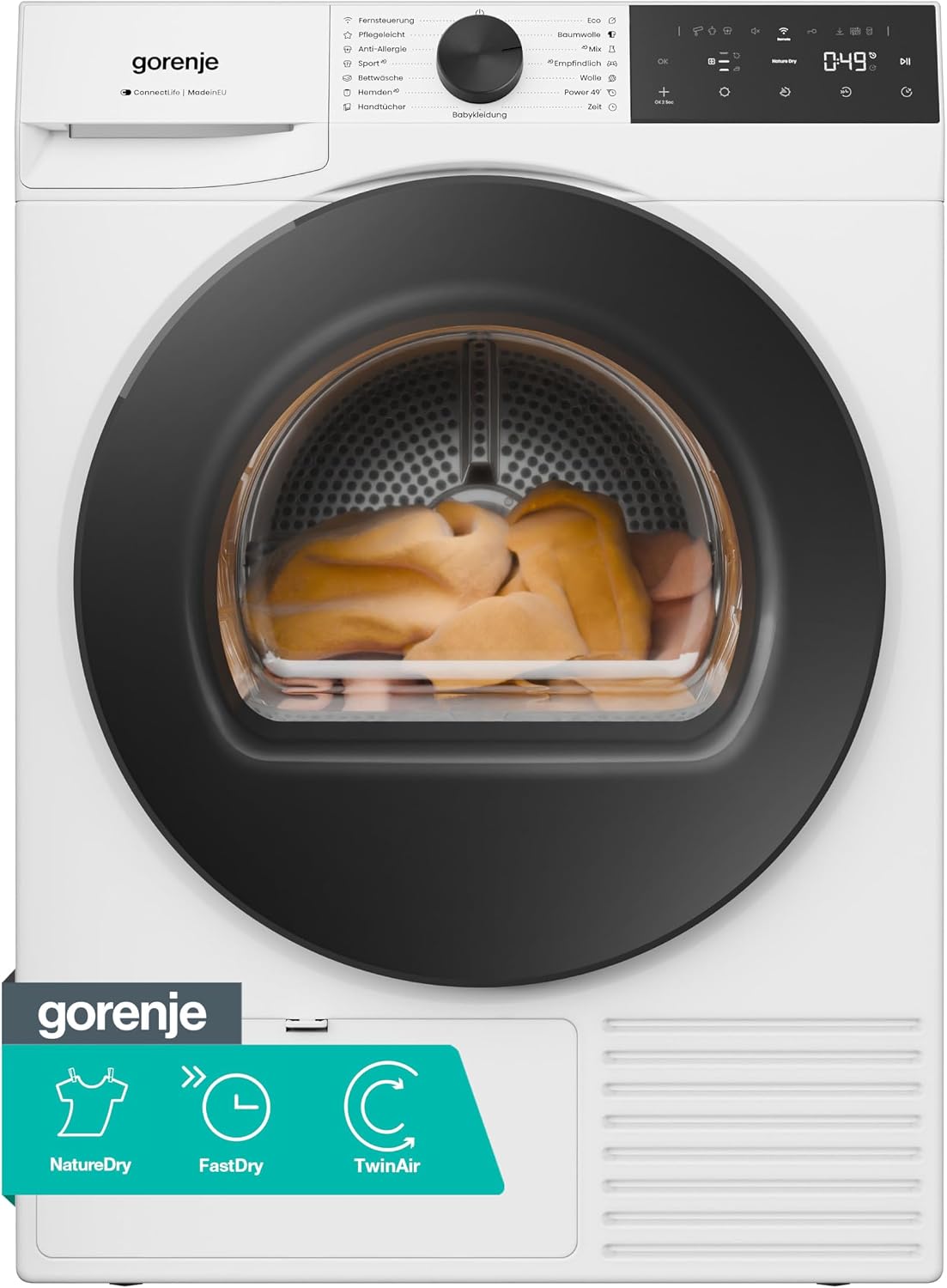Gorenje Wäschetrockner, 9 kg, Schwarz, D5G49D Trockner/Kondensation mit Wärmepumpe / /15