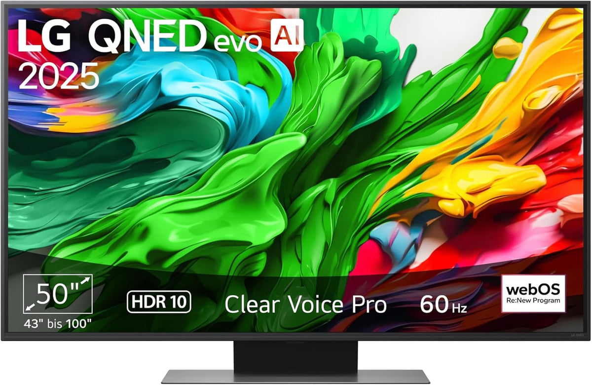 LG Fernseher, 50 Zoll, 127 cm, Schwarz, 50QNED86A6C TV 4K QNED evo AI TV (α7 Gen8 4K AI, webOS 25, 60 Hz) [Modelljahr 2025]
