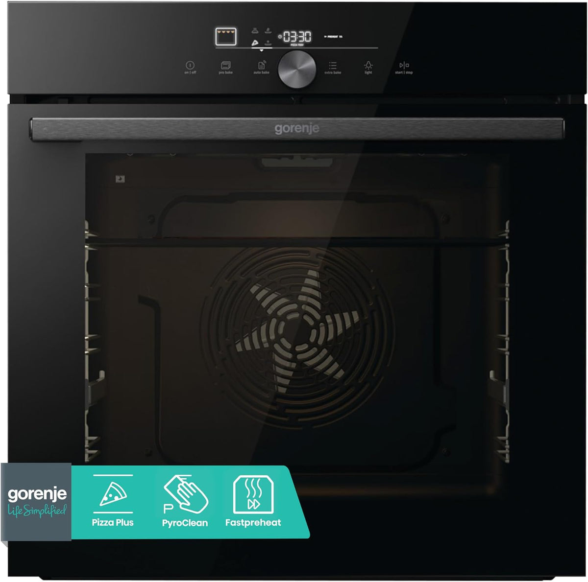 Gorenje Backofen, 77 L, Schwarz, OptiBake GO66E PIZZA350C Einbau- / / PizzaPlus/Pizzamode