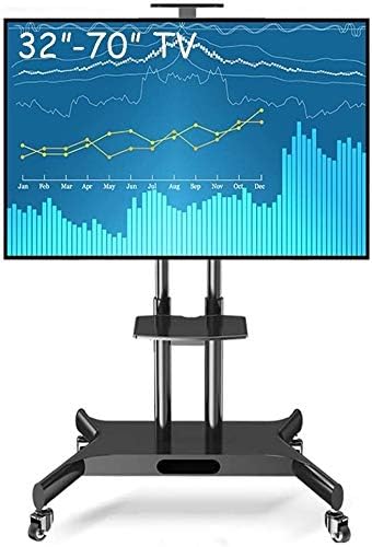 Fernseher, Stahl, Schwarz, Mobiler TV-Ständer mit Rädern, Universal-TV-Ständer, hoch, höhenverstellbarer Stahl-TV-Ständer