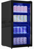 HOMCOM Mini-Kühlschrank, 47,2 x 43,7 x 83,3 cm, 93 L, Schwarz, Mini Kühlschrank mit Glastür