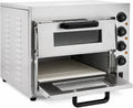 Edelstahl Pizzaofen, 3000 W, Silber, Doppel-Etagensystem, Präzise Temperatur, Timer, Leicht zu Bedienen, Profi Pizza Backofen für Küche