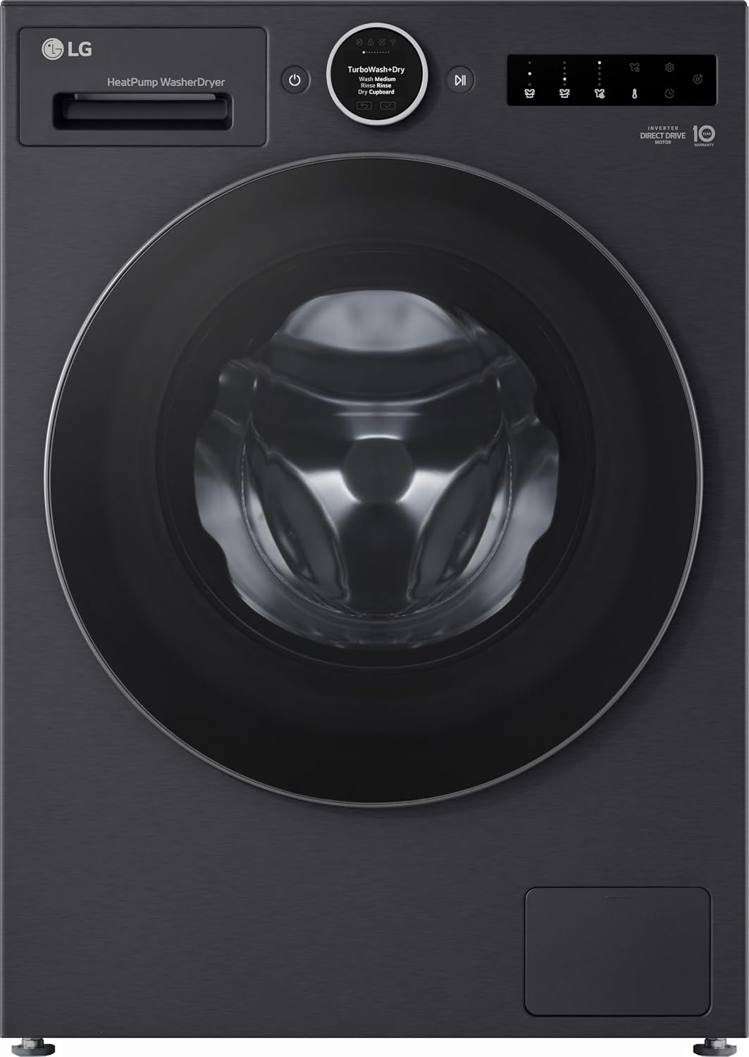 LG Waschtrockner, 11 kg, 6 kg, Schwarz, HPWD116BA Wärmepumpen- ( Waschen/ Trocknen, Energieklasse A-30%/A-10%, 1.350 U/Min.) mit Easy-Touch Drehregler