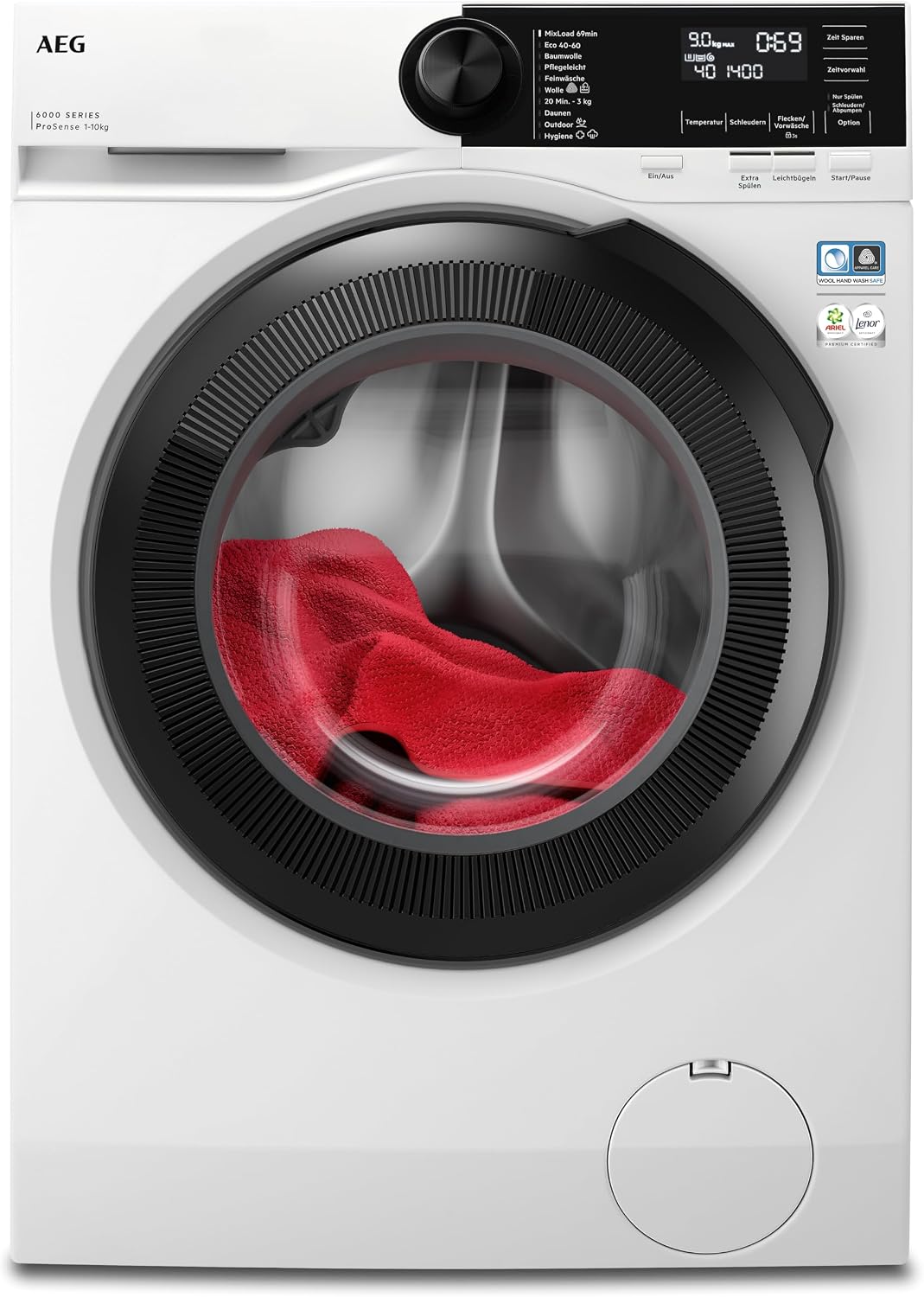 AEG Waschmaschine, 10 kg, Weiß, Serie 6000 ProSense: Mengenautomatik für automatische, Startzeitvorwahl, Nachlegefunktion